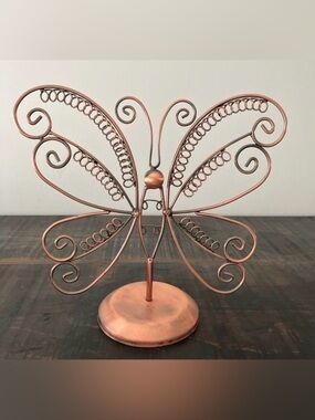 Vintage Decorative Butterfly Jewelry Stand in Copper Tone